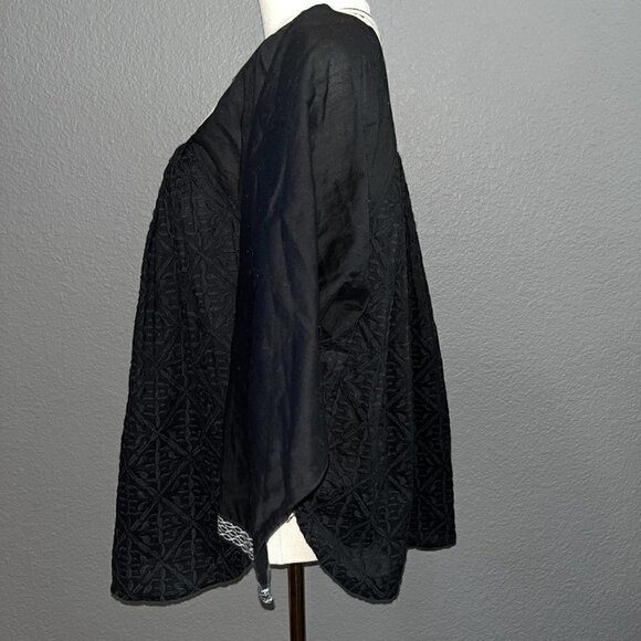 PRINGLE 1815 SCOTLAND 100% Cotton Black & Cream Embroidered Babydoll top EUC 10 - Picture 4 of 9